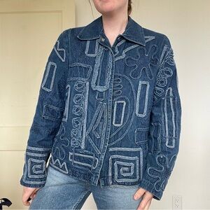 Vintage new directions Dark Blue Appliqué Denim Jacket